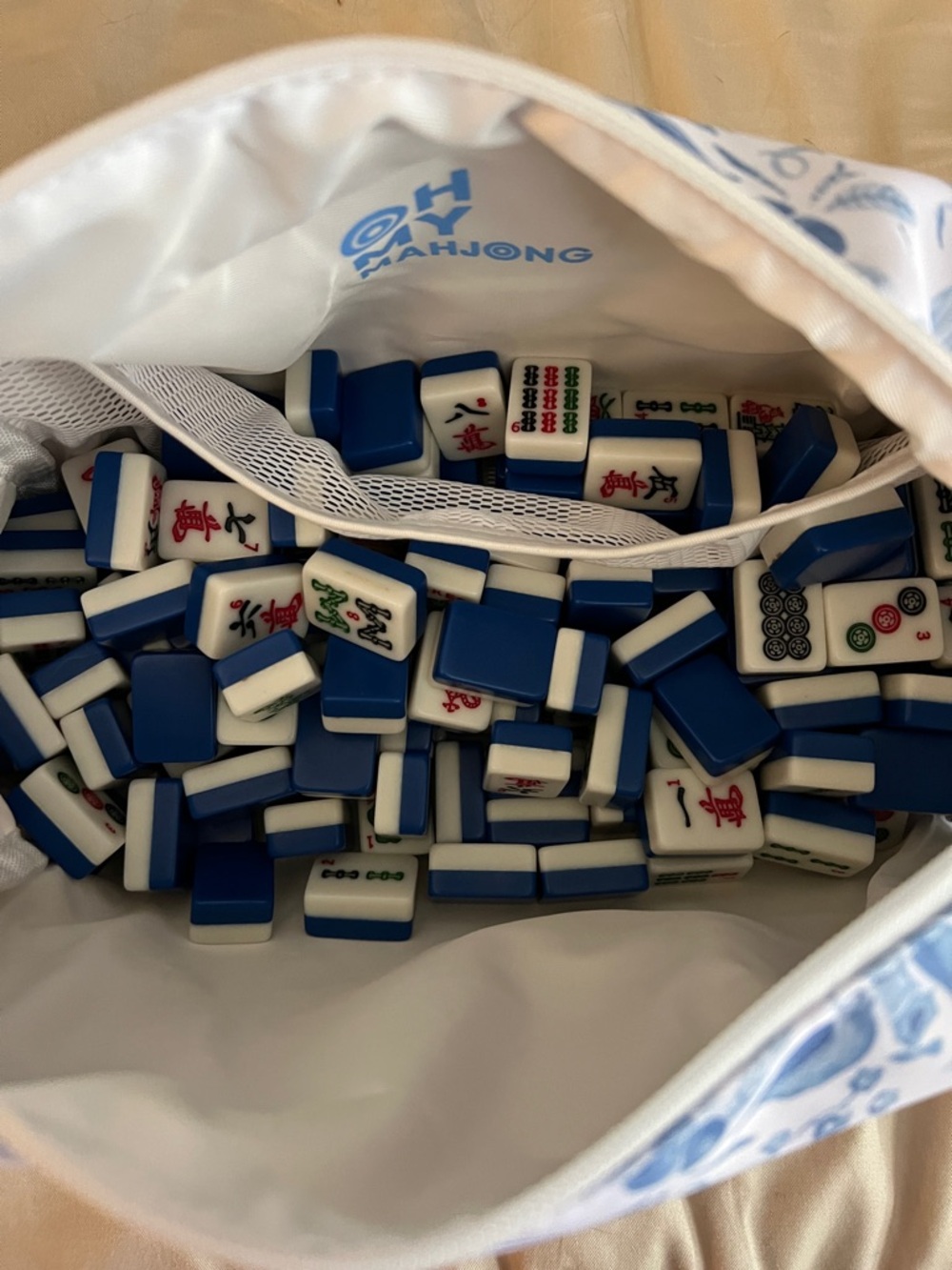 Mahjong Tile Set in Blue and White